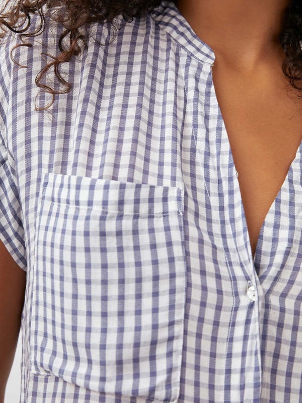 Rails Mel Top Navy Gingham Button Front Women's Top - Picture 2 of 8